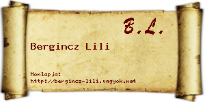Bergincz Lili névjegykártya